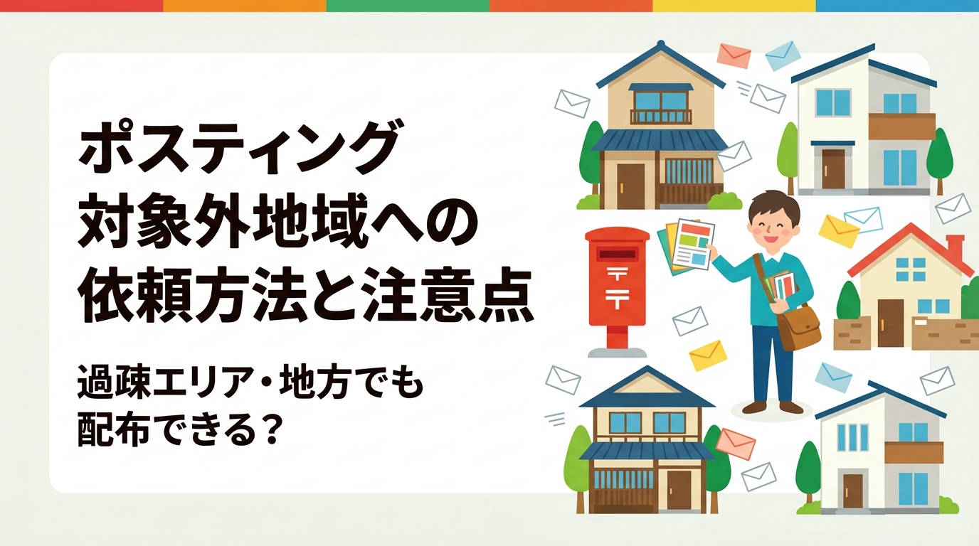 ポスティングの対象外・地方・過疎エリアへの依頼方法を実務的に解説。料金目安・配布業者の選び方・対応困難なケースまで正直に紹介。全国対応のポスティングくんへ無料見積もり相談も受付中。