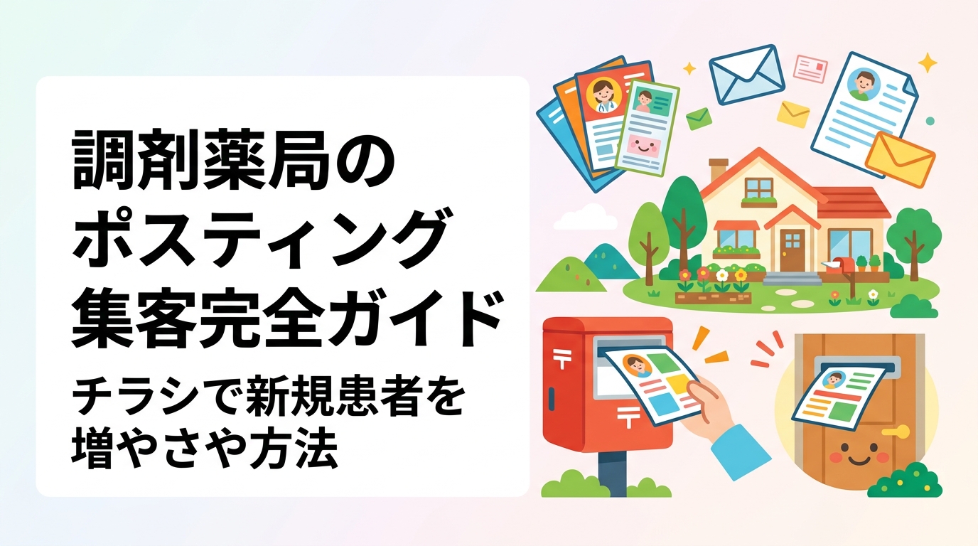 調剤薬局・ドラッグストアがチラシのポスティングで新規患者を集客する方法を解説。配布エリアの選び方、訴求内容の注意点、反響率の目安まで実務的に紹介します。