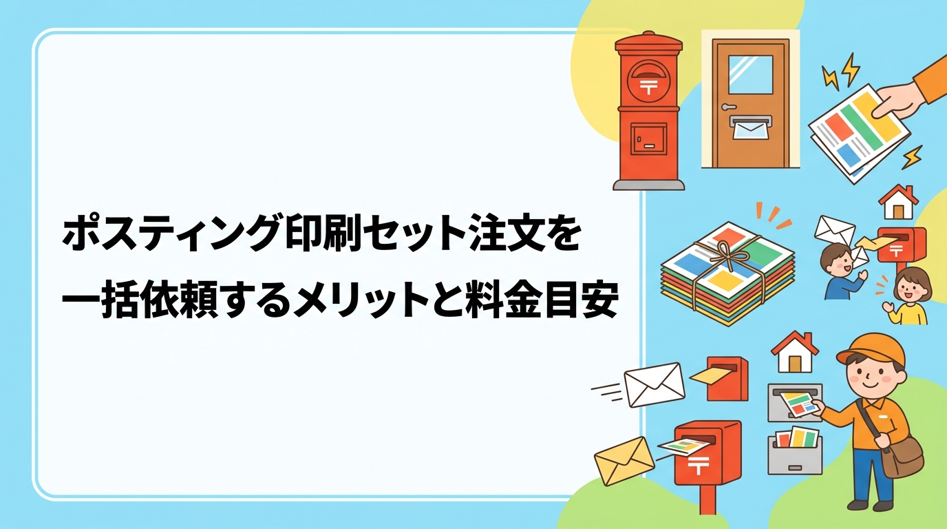 チラシの印刷からポスティングまで一括注文できるサービスの仕組み・料金目安・業者選びのポイントを実務的に解説。印刷と配布を別々に依頼する手間やコストリスクも比較します。