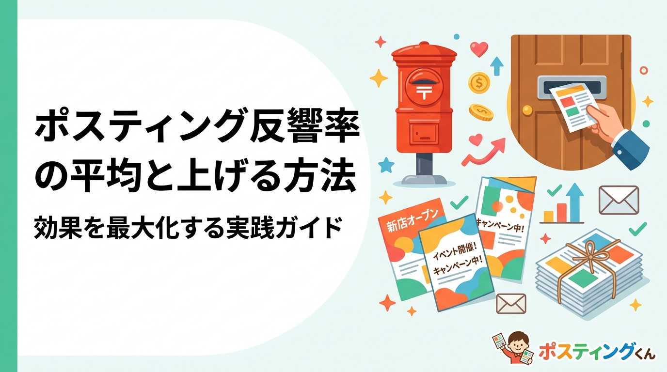 ポスティングの反響率の平均目安と、反響を上げるための具体的な方法を解説。エリア選定・チラシ設計・配布タイミングなど実務的なポイントを詳しく紹介します。
