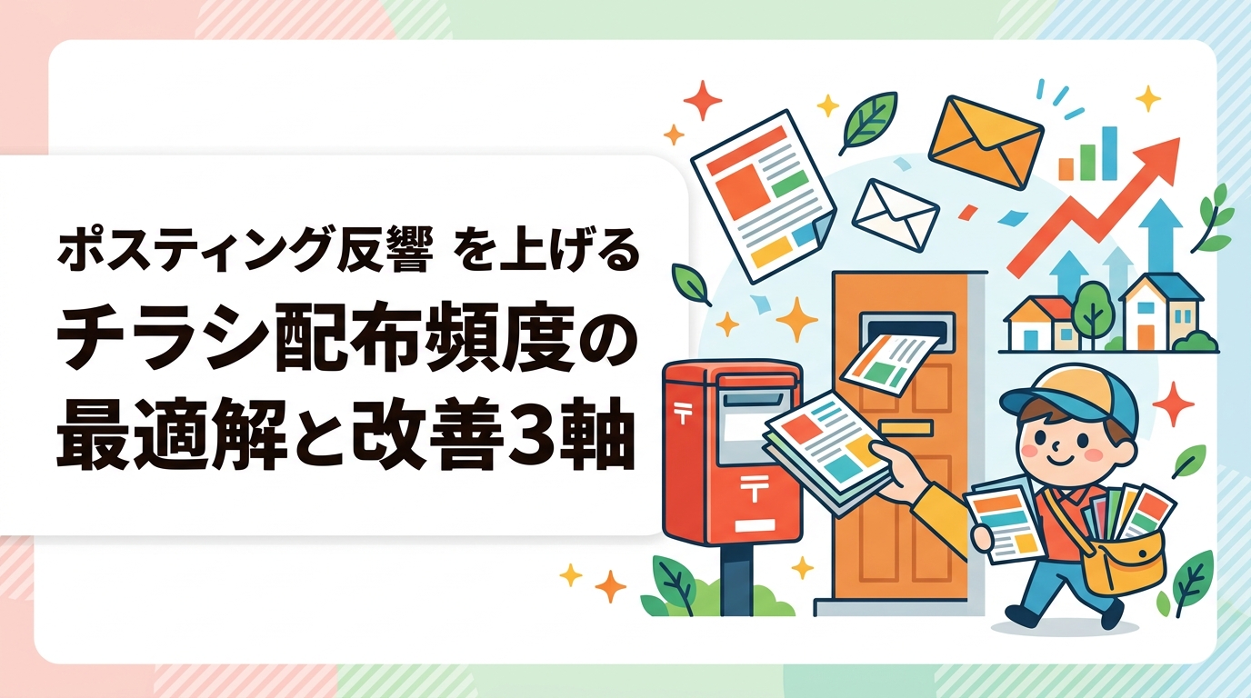 チラシのポスティング反響率が低い原因と改善策を配布頻度・チラシ内容・エリア・タイミングの3軸で実務的に解説。複数回配布の効果変化や小ロット活用法もわかります。