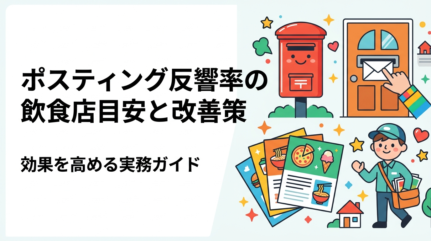 飲食店のポスティング反響率は一般的に0.1〜1%が目安。業態別の特徴や反響を高めるチラシ内容・配布タイミング・GPS報告による効果検証まで、実務的に解説します。