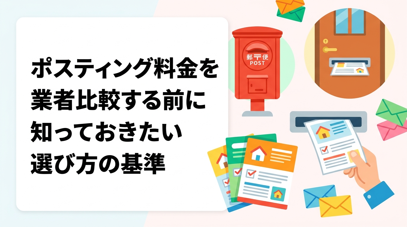 ポスティング代行の料金相場や業者選びの基準を初心者向けに解説。1枚あたりの目安単価・追加料金の有無・見積もり確認ポイントなど実務的な情報をまとめました。
