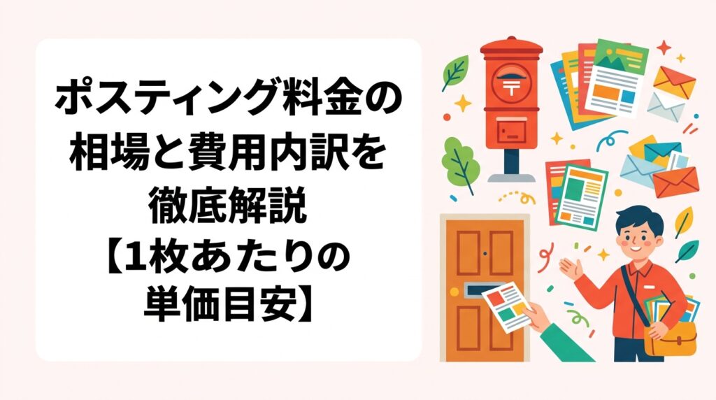 ポスティングの料金相場を1枚あたりの単価で徹底解説。配布方法別の費用目安、料金が変わる要因、費用対効果の計算例まで実務的に紹介します。