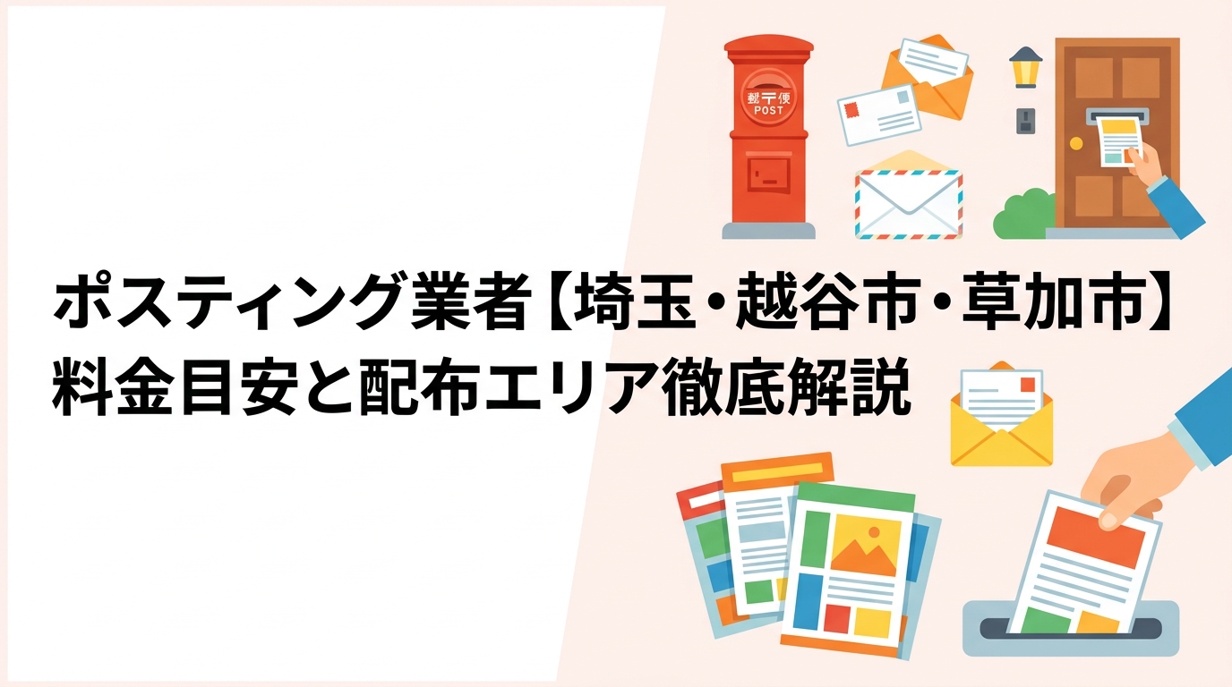埼玉県越谷市・草加市でポスティングを依頼したい店舗オーナー必見。配布料金の目安・小ロット対応・世帯層の特性・業者選びのポイントをわかりやすく解説します。
