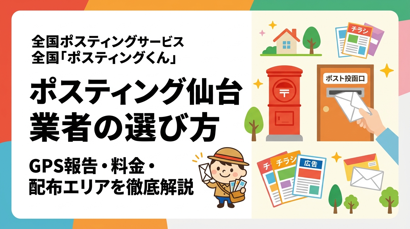 仙台市でポスティング業者を選ぶ際のポイントをわかりやすく解説。GPS配布報告の確認方法、料金目安、区ごとの商圏特性、全国対応業者のメリットまで実務的に紹介します。