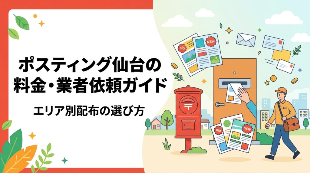 仙台市・宮城県でポスティングを依頼する際の料金目安や業者の選び方を解説。マンション密集エリアと一戸建てエリアの特性を踏まえたエリア指定配布のポイントも具体的に紹介します。