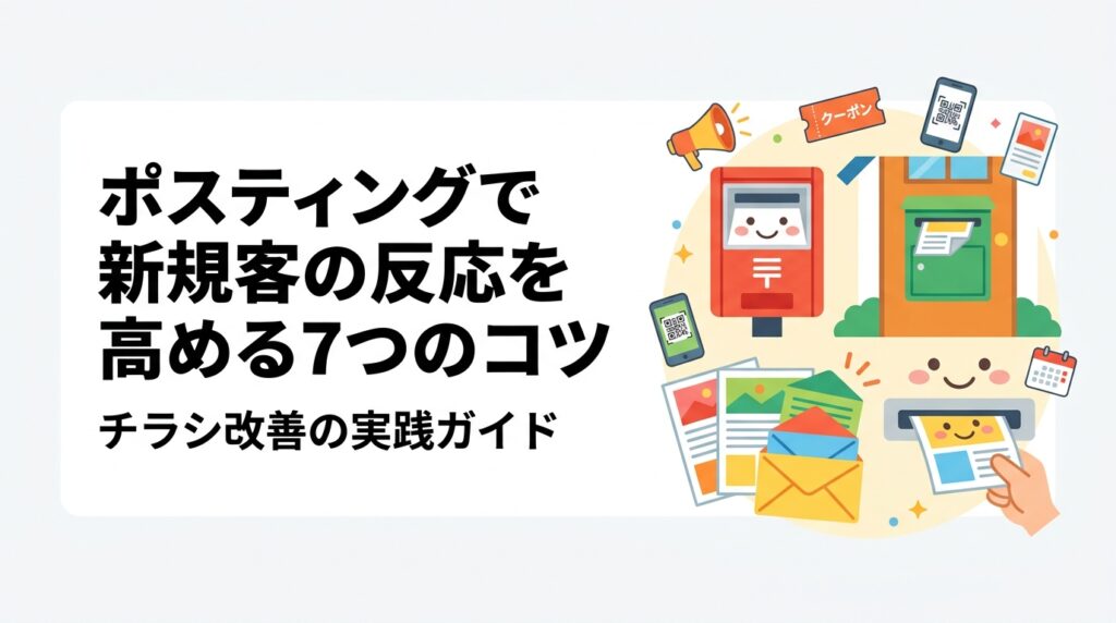 ポスティングで新規客の反応が薄いと感じているオーナー必見。キャッチコピー・クーポン・QRコード・配布タイミングなど反応率を高める実践的なコツを業種別の傾向とともに解説します。