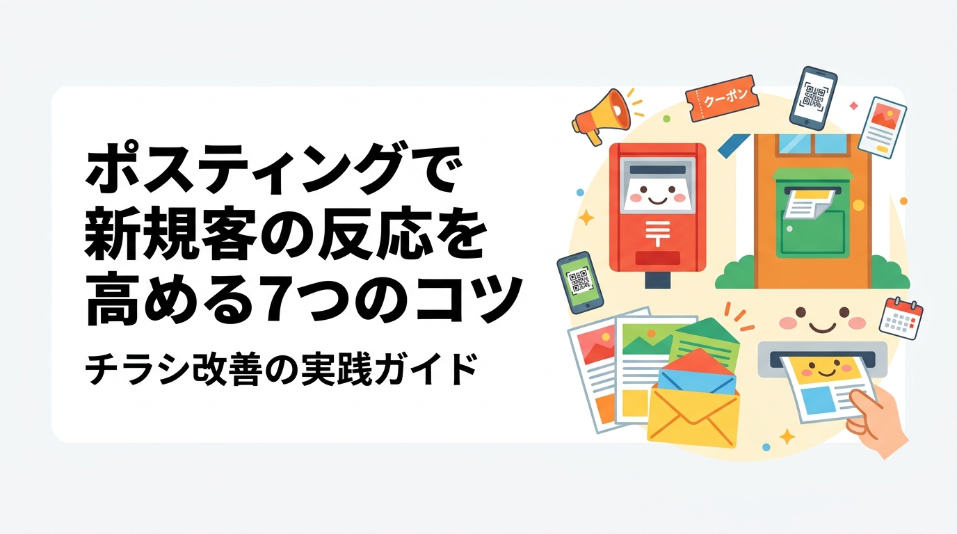 ポスティングで新規客の反応が薄いと感じているオーナー必見。キャッチコピー・クーポン・QRコード・配布タイミングなど反応率を高める実践的なコツを業種別の傾向とともに解説します。