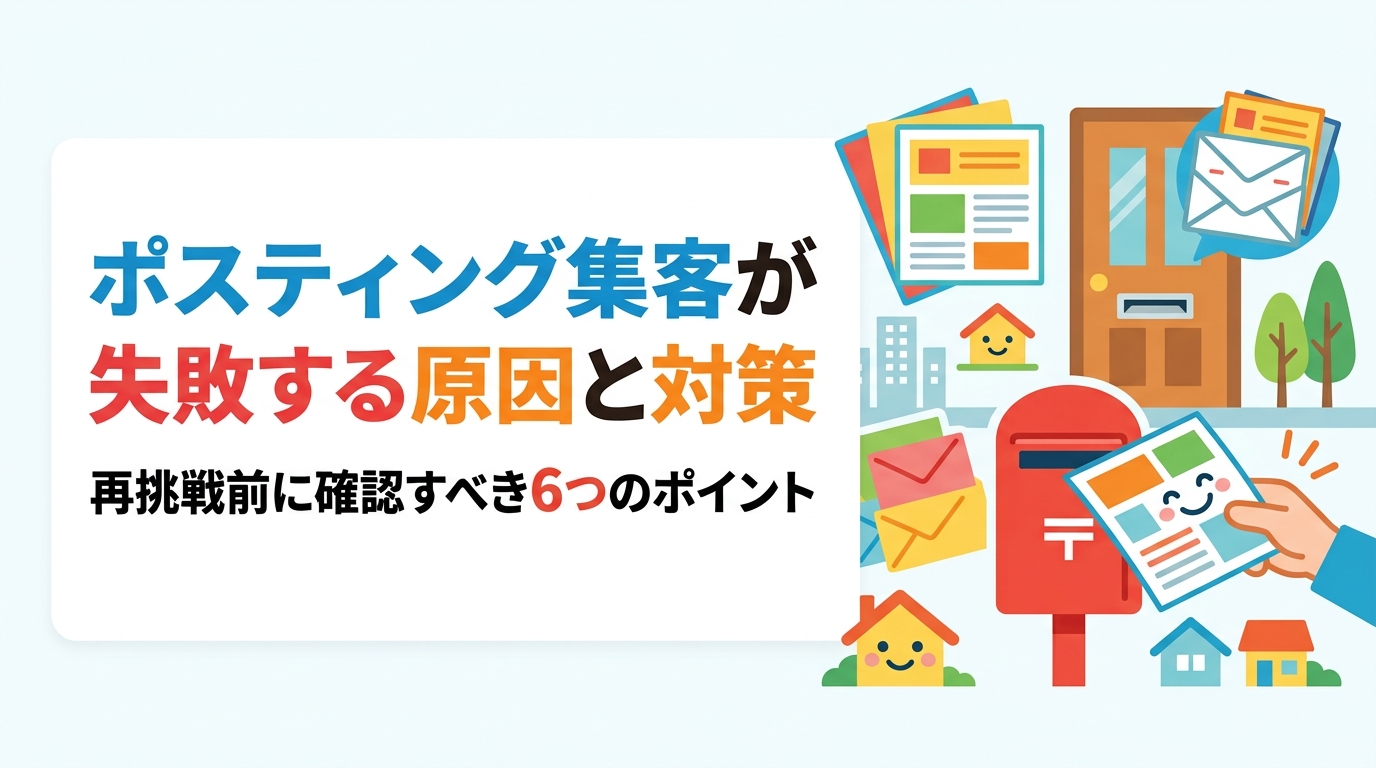 ポスティングで集客できなかった原因はチラシの質・エリア・タイミング・枚数不足など複数あります。失敗原因を整理し、再挑戦時のチェックリストと改善策を実務的に解説します。