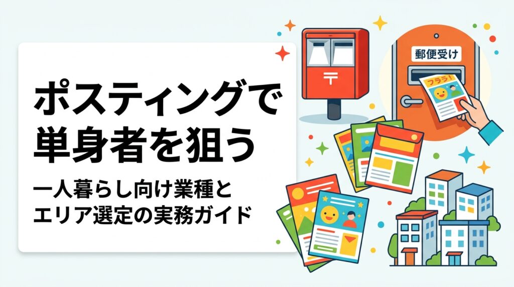 ワンルーム・単身向けアパートが集中するエリアへのポスティングが有効な業種を徹底解説。デリバリー・クリーニング・美容系など業種別の訴求ポイントとエリア選定の実務手順を具体的にまとめました。