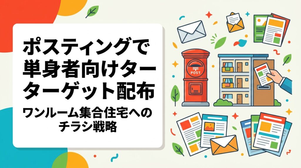 単身世帯をターゲットにしたポスティングのエリア選定・集合住宅集中配布の活用法を解説。デリバリー・フィットネス・学習系サービスの費用対効果を高めるチラシ配布戦略を詳しく紹介します。