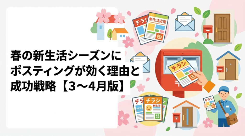 3〜4月の新生活シーズンはポスティングの反響が出やすい時期の目安です。学習塾・不動産・引越し業者など効果的な業種と配布エリア戦略、早めのスケジュール管理まで実務的に解説します。