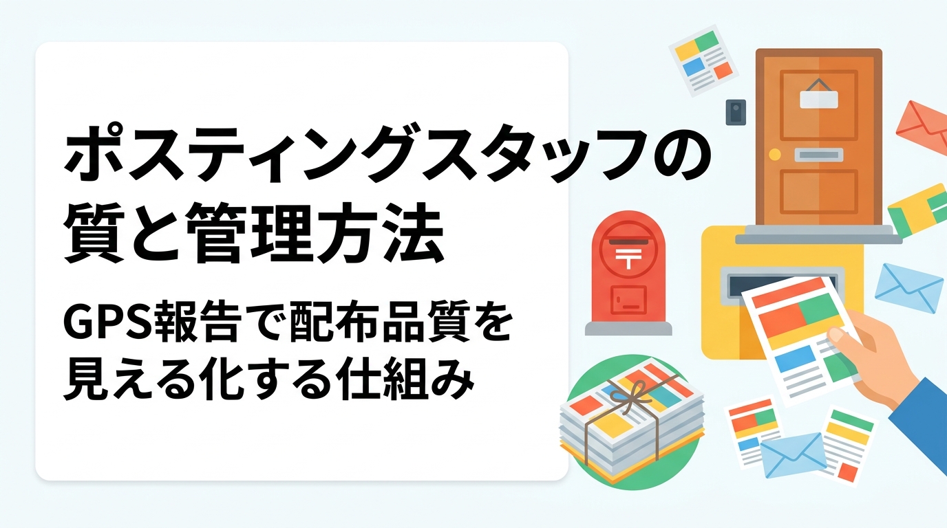 ポスティングの配布品質はスタッフ管理体制で決まります。GPS追跡・研修・投函禁止シール対応など、業者選びで確認すべき管理方法を実務目線で徹底解説します。