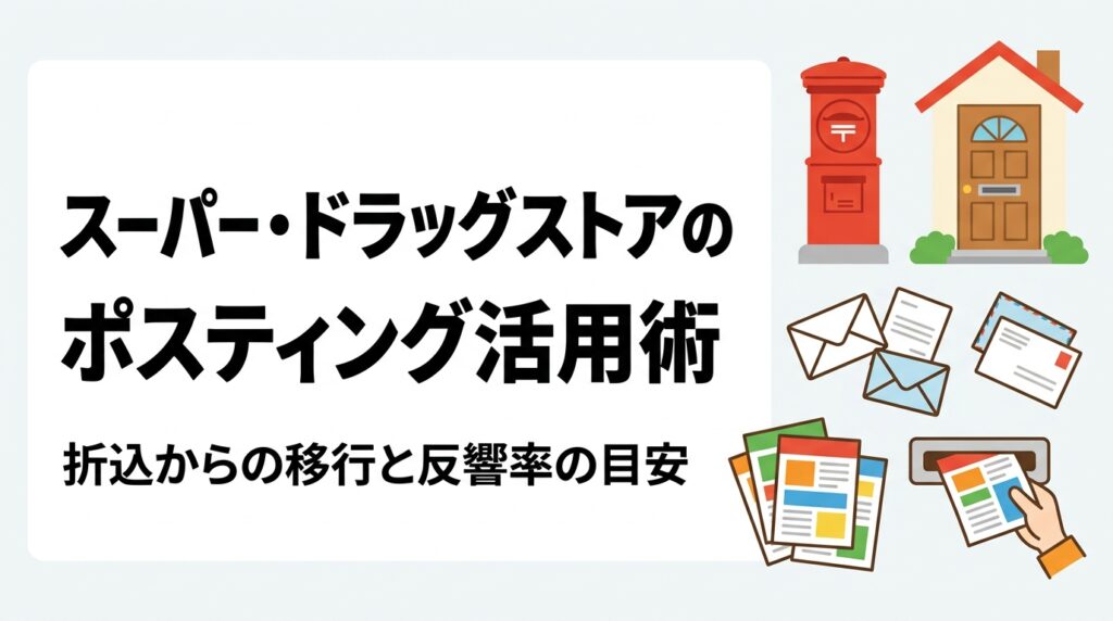 地域密着スーパー・小売店がポスティングでチラシを配布する方法を解説。折込との使い分け・近隣集中配布の考え方・配布頻度の目安・反響率0.1〜0.5%の現実まで実務的に紹介。