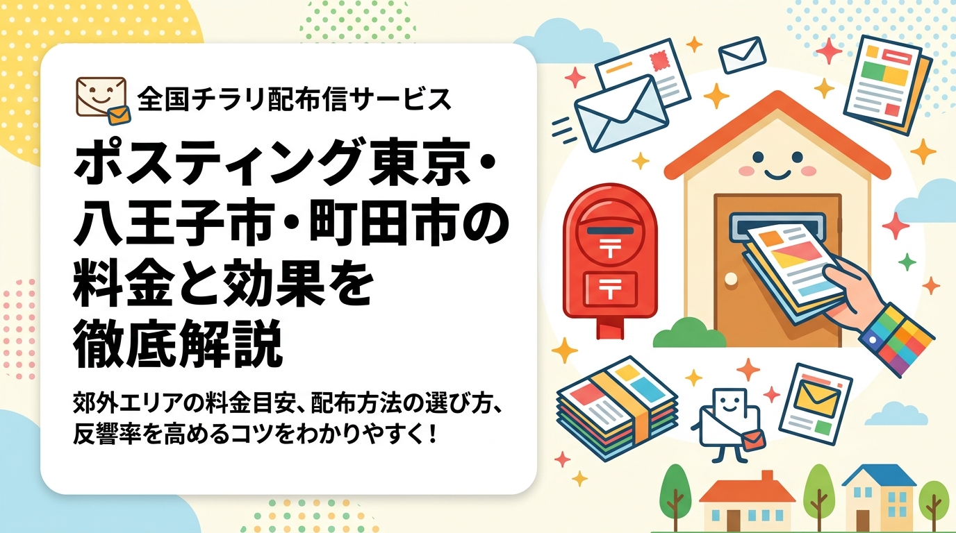 八王子市・町田市でポスティングを検討中の事業者向けに、郊外エリアの料金目安・配布方法の選び方・反響率を高める実務的なコツをわかりやすく解説します。
