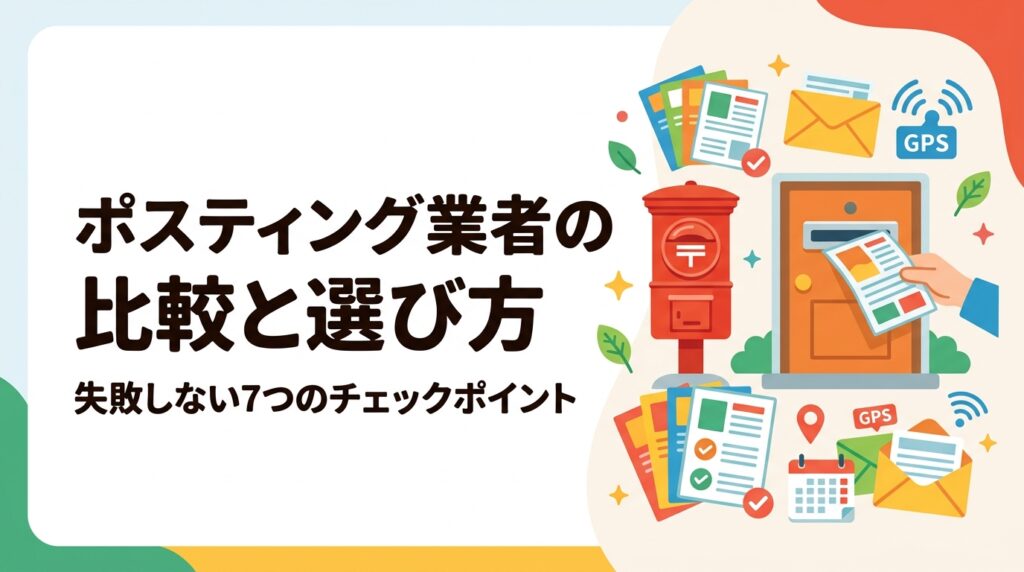 ポスティング業者を比較・検討中の方へ。価格・GPS報告・小ロット対応・全国対応など選び方のポイントを実務目線で解説。安さだけで選ぶリスクも詳しく紹介します。