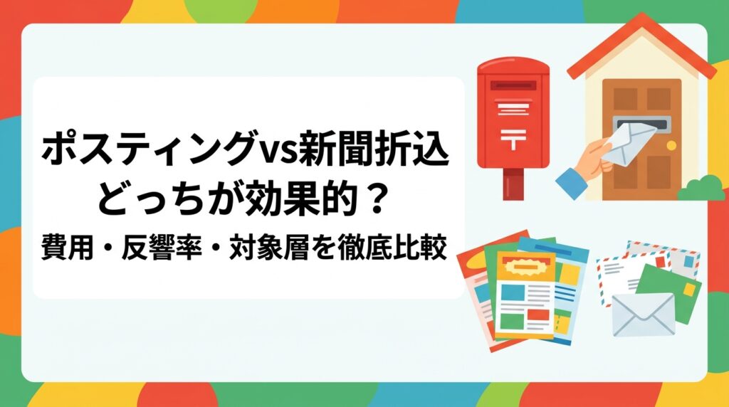 ポスティングと新聞折込のどちらが効果的か費用・反響率・リーチ層を比較。新聞購読率低下の実態や業種別の向き不向きも解説し、最適な選択をサポートします。