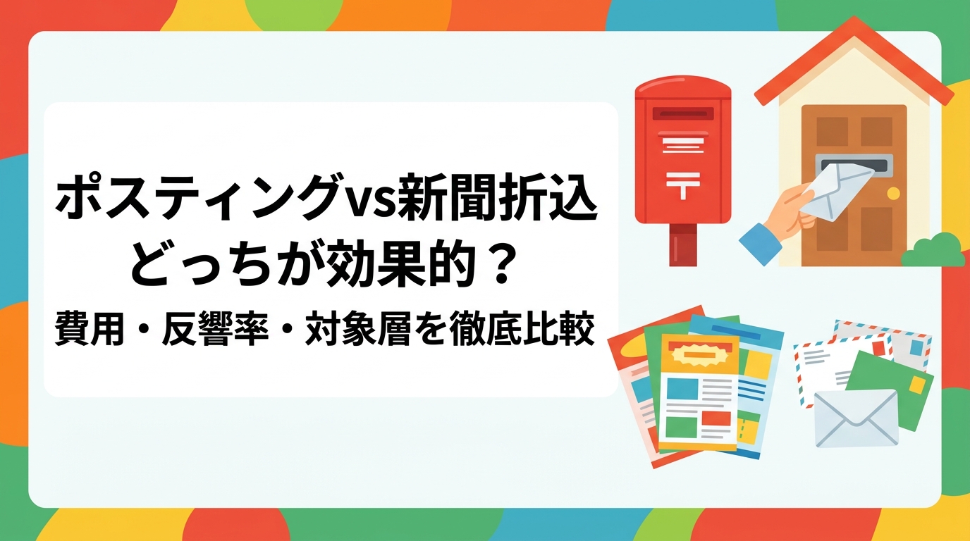 ポスティングと新聞折込のどちらが効果的か費用・反響率・リーチ層を比較。新聞購読率低下の実態や業種別の向き不向きも解説し、最適な選択をサポートします。