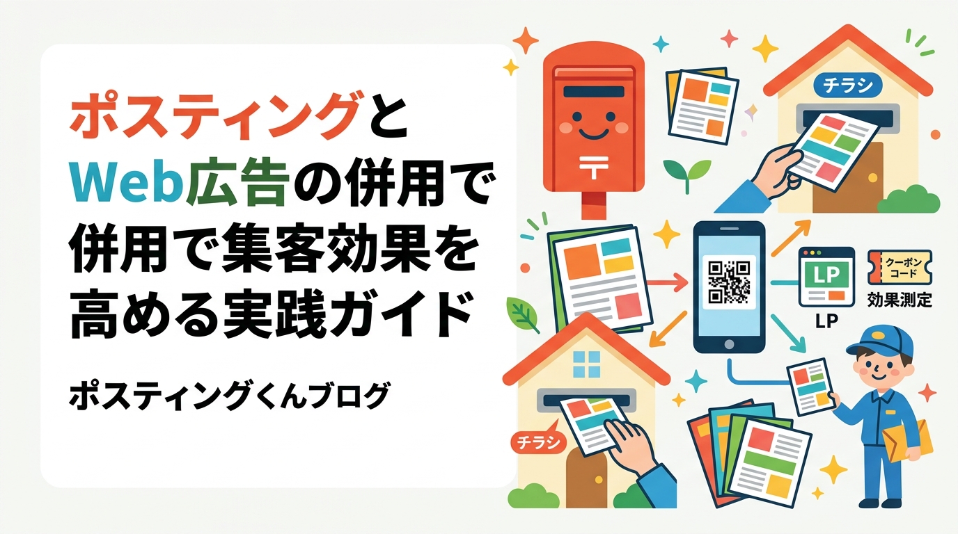 ポスティングとSNS・Web広告を組み合わせて集客効果を高める方法を解説。QRコード・専用LP・クーポンコードを活用した効果測定の手順も具体的に紹介します。