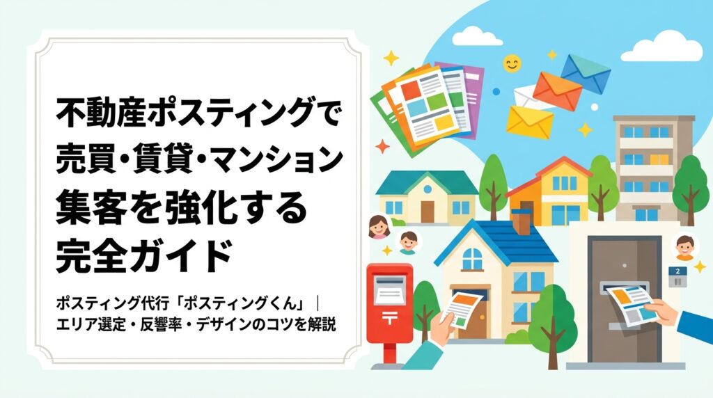 不動産会社向けにポスティングの配布エリア選定・反響率の目安・チラシデザインのコツを実務的に解説。GPS報告で配布実績が見える安心のポスティング代行サービスを紹介します。