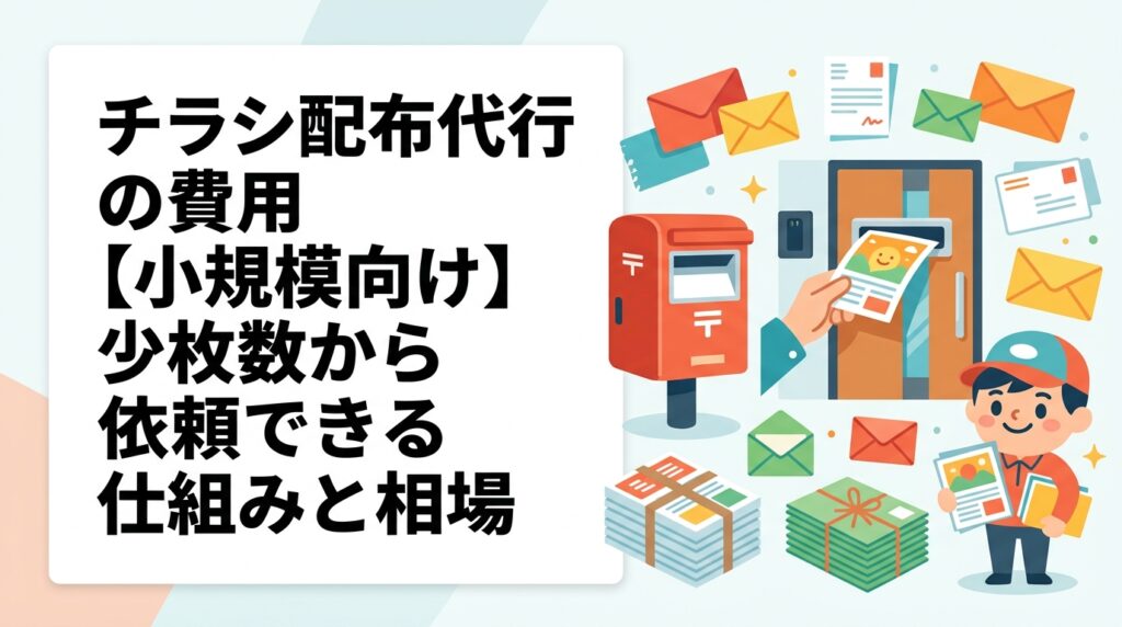 小規模事業者・個人事業主がチラシ配布代行を依頼する際の費用目安、少枚数から頼める仕組み、自分で配る場合との比較をわかりやすく解説します。