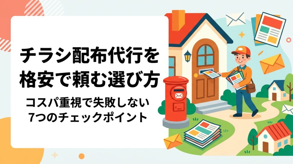 チラシ配布代行を格安で選ぶ方法を実務的に解説。GPS報告・追加料金・小ロット対応・実績など費用対効果の高い業者の見極め方と、安さだけで選ぶリスクも中立的に紹介します。