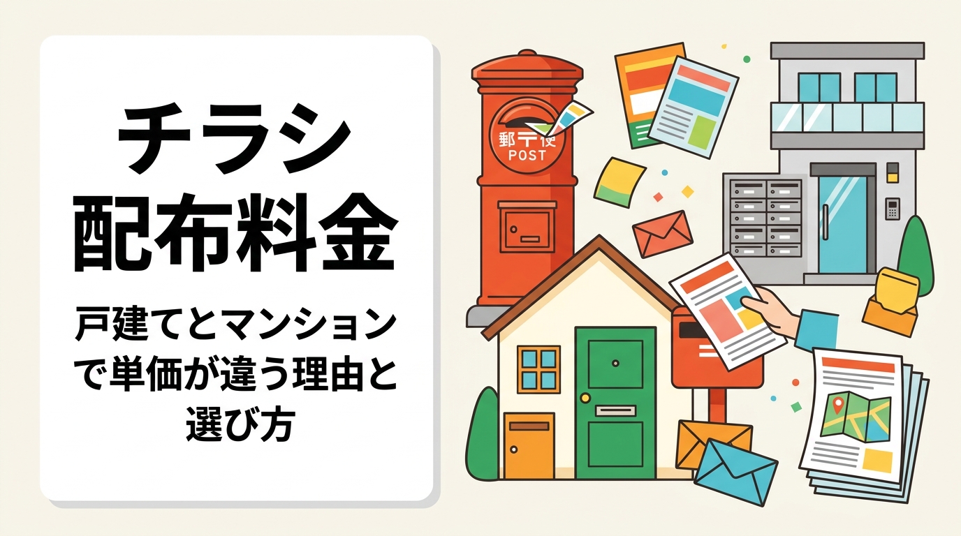 チラシの配布料金は戸建てと集合住宅(マンション)で単価が異なります。管理難易度・投函可否の違いや費用目安、エリア・枚数による変動をわかりやすく解説。GPS報告で配布実績も確認できます。