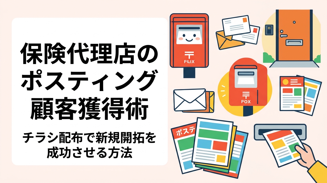 保険代理店がポスティングで顧客獲得する方法を解説。チラシ配布のエリア選定・広告規制の注意点・反響率の目安など実務的なポイントを網羅。全国対応のポスティングくんへご相談ください。
