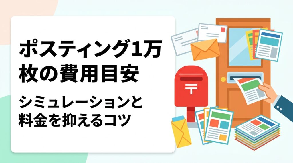 ポスティング10000枚の費用目安を業種別シミュレーションで解説。エリア最適化・まとめ配布割引でコストを抑える方法や、GPS配布報告で安心できる理由も紹介。正確な料金は無料見積りへ。