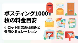 ポスティング1000枚の料金目安や費用シミュレーションを解説。小ロットでも対応できる理由、GPS配布報告による確認方法、効果的な活用法まで初めての方にわかりやすく紹介します。