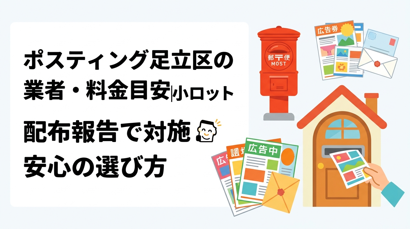 足立区でポスティングを低予算から始めたい方へ。業者の選び方・料金目安・小ロット対応・GPS配布報告の仕組みまで実務的に解説。無料見積り受付中。