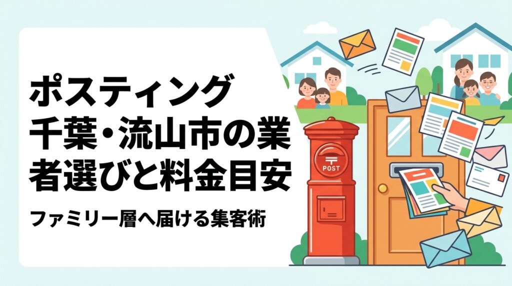 流山市でポスティングを検討中の事業者向けに、業者の選び方・料金目安・ファミリー層が多いエリアの絞り込み方を実務的に解説。GPS報告で安心の配布実績をご確認ください。