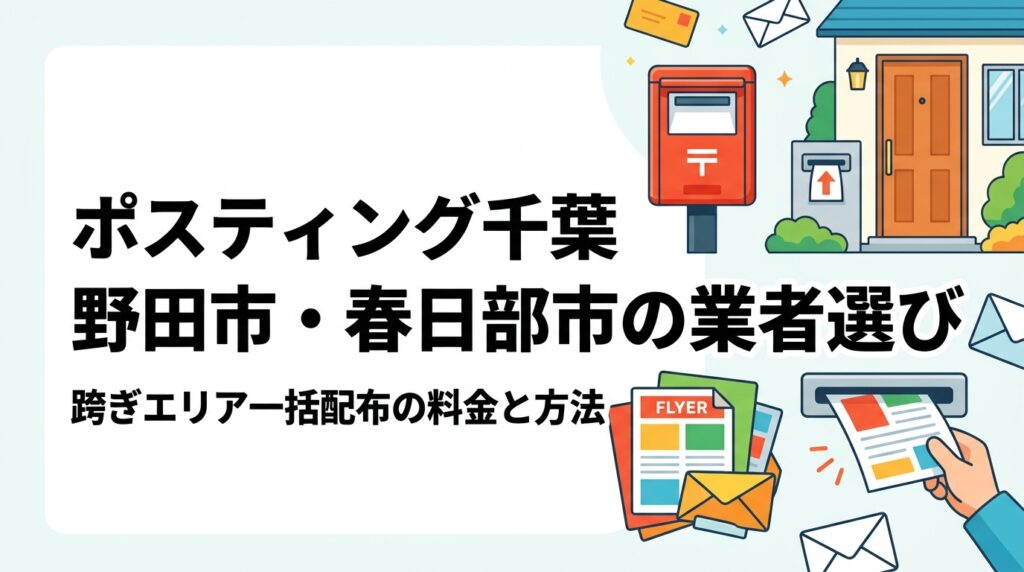 野田市・春日部市でポスティングを検討中の事業者向けに、千葉・埼玉県境エリアの一括配布メリット・料金目安・GPS報告の安心感・業者の選び方を実務的に解説します。