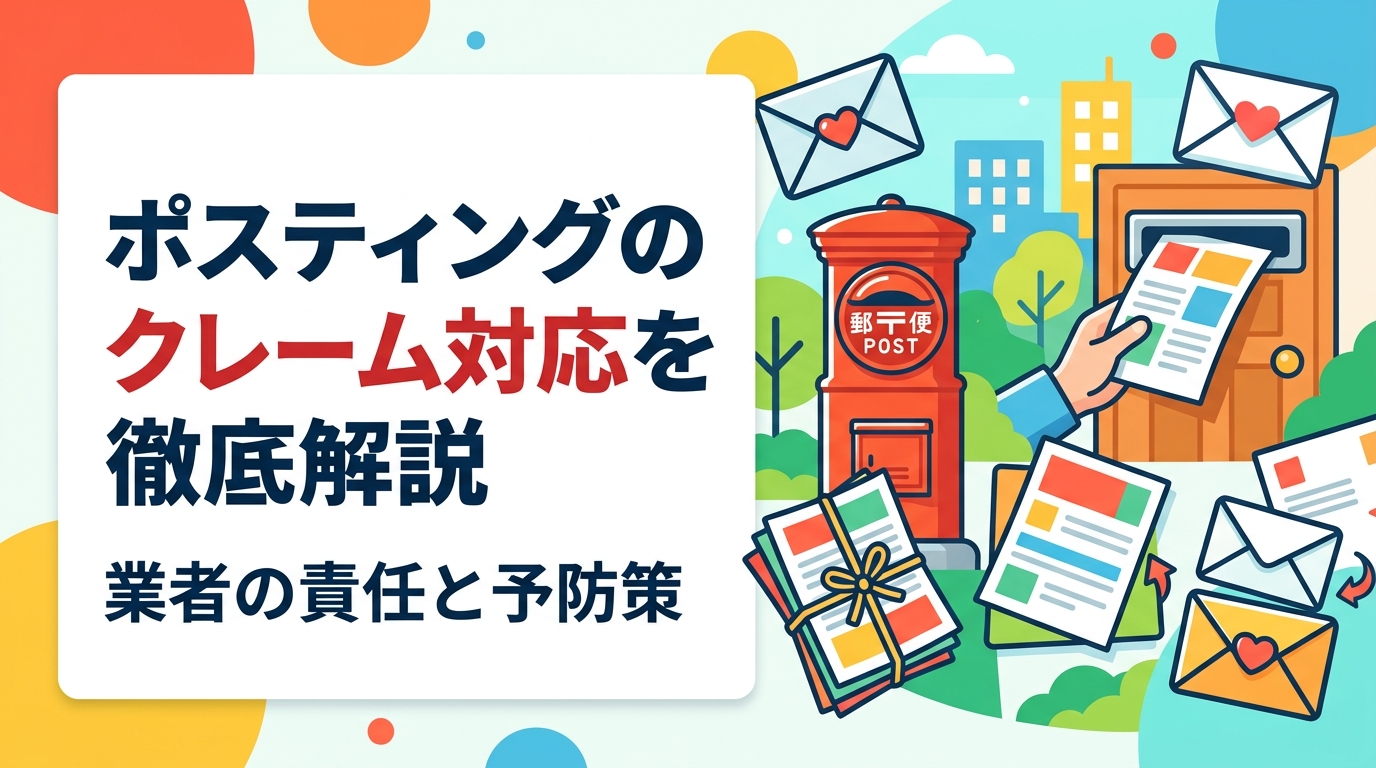 ポスティング後のクレームが心配な方へ。業者への連絡フローやお断り物件の除外対応、GPS管理・スタッフ教育など業者選定のポイントを実務的に解説します。