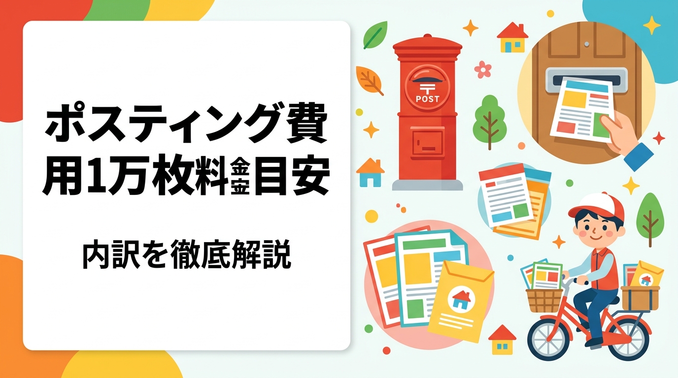 ポスティング1万枚の費用・料金目安を配布方法・エリア別に詳しく解説。印刷込みと配布のみの違い、追加費用の有無、小ロット対応まで初めての方にも分かりやすく説明します。