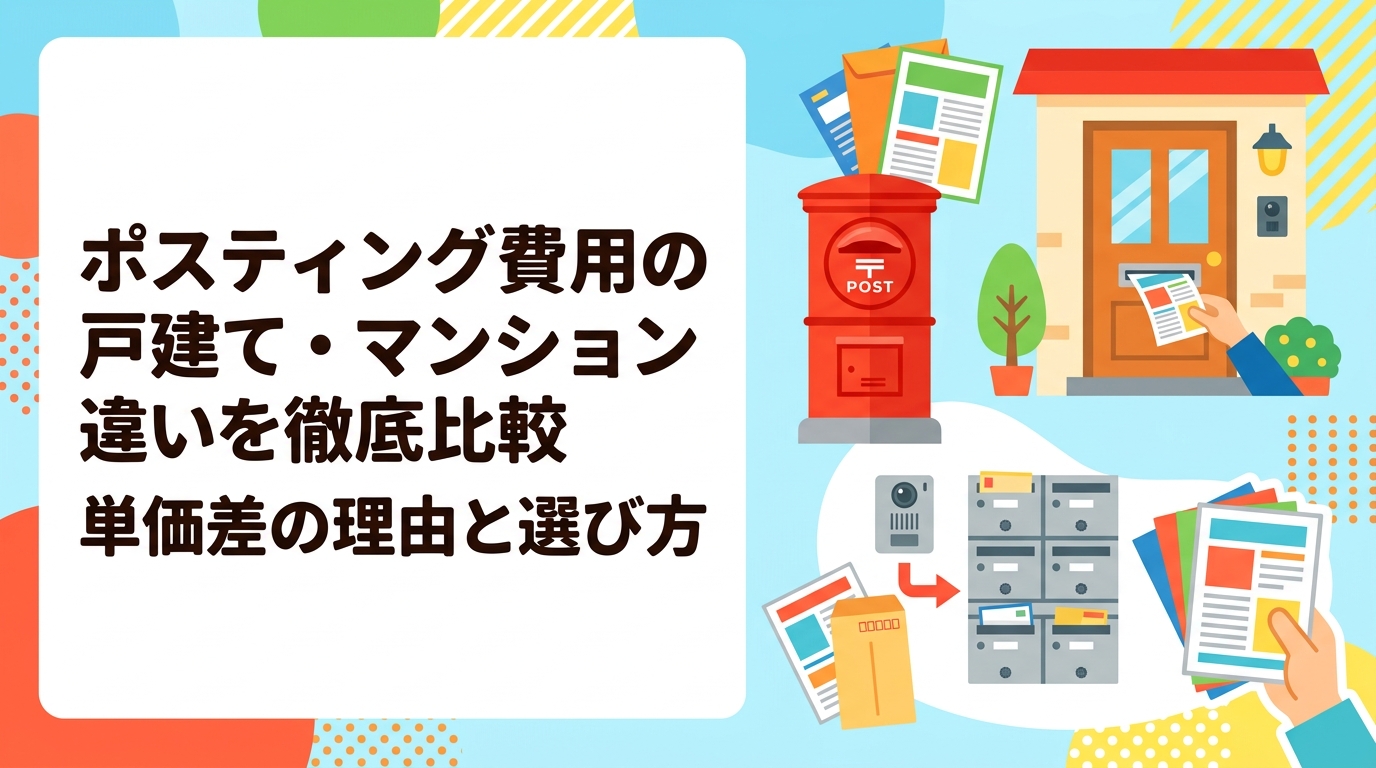 ポスティング費用は戸建てと集合住宅で単価が異なります。配布効率・投函難易度・オートロック対応など料金差の理由を実務的に解説。業者選びの判断材料としてご活用ください。