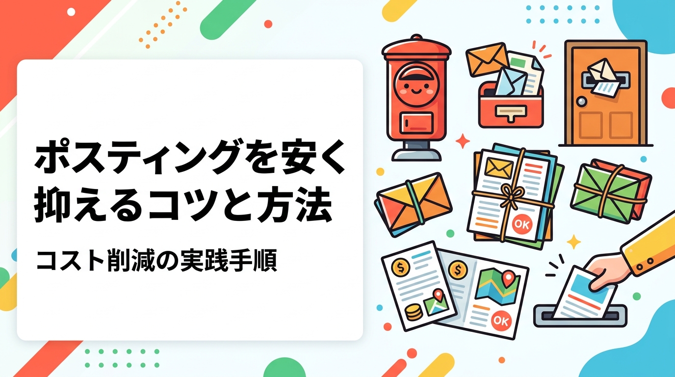 ポスティングを安く抑えるには、エリア最適化・まとめ発注・印刷セット活用などの方法が有効です。中小企業・個人事業主向けに、コスト削減の実践的な手順をわかりやすく解説します。
