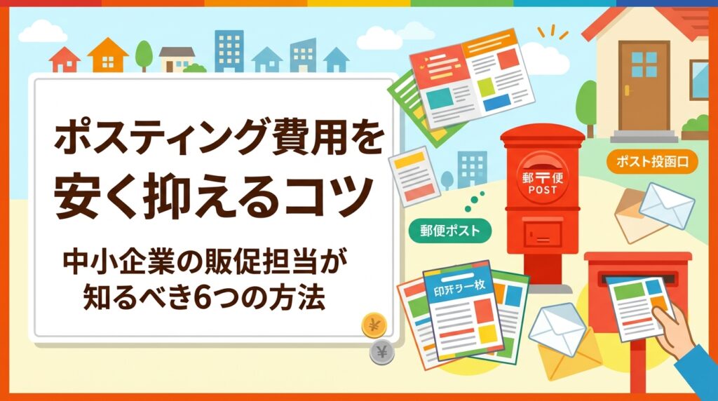 ポスティングの費用を安く抑えるコツを実務目線で解説。配布エリアの絞り込み・枚数最適化・印刷セット発注など具体的な方法と、コスト削減で品質が落ちるリスクへの対策も紹介します。
