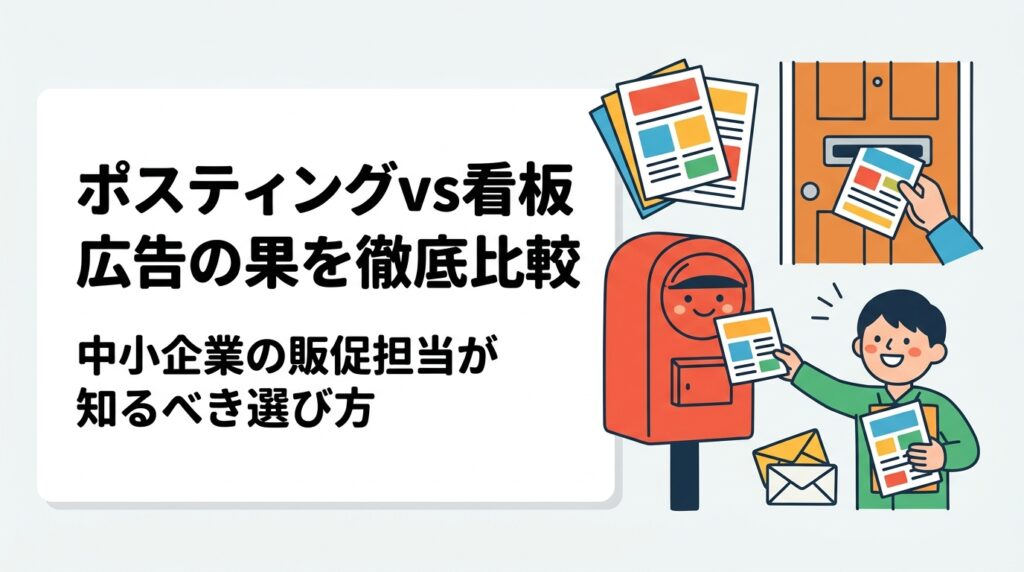 ポスティングと看板広告の効果・費用・エリア柔軟性・ターゲット精度を公平に比較。中小企業の販促担当が予算と目的に合わせた最適な広告手段を選べるよう、実務的な視点で解説します。