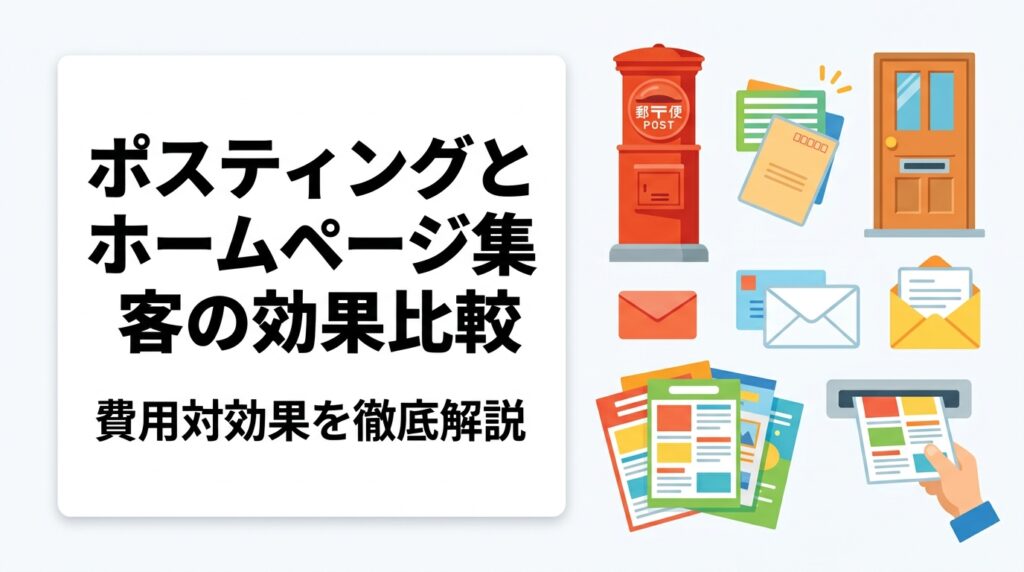 ポスティングとホームページ・SEO・SNSの集客効果を費用対効果で比較。地域ターゲティングや反響率の目安、業種別の向き不向きまで実務的に解説します。