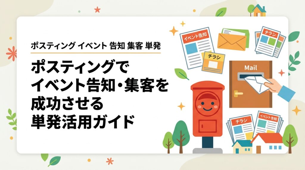 単発イベントのチラシ配布をポスティングで効率化。最低ロット・納期・料金目安から配布スケジュールの考え方まで、告知担当者が知りたい実務情報を徹底解説します。