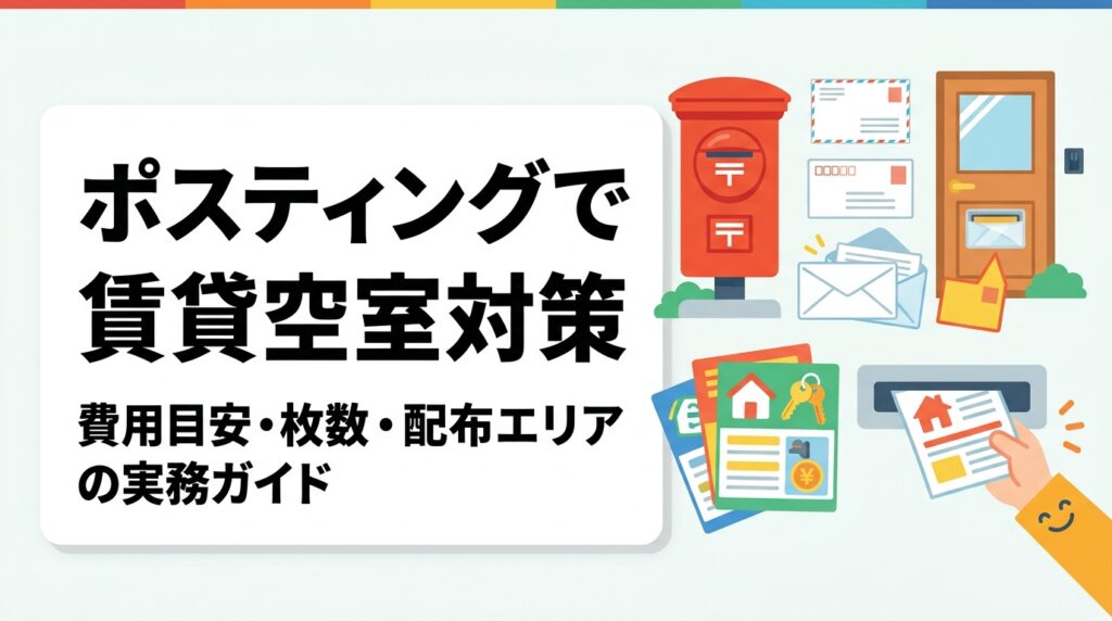 賃貸物件の空室対策にポスティングを活用する費用目安・枚数・配布エリアの考え方を実務的に解説。GPS報告で配布の透明性を担保しながら効果的な入居促進を実現する方法をご紹介します。