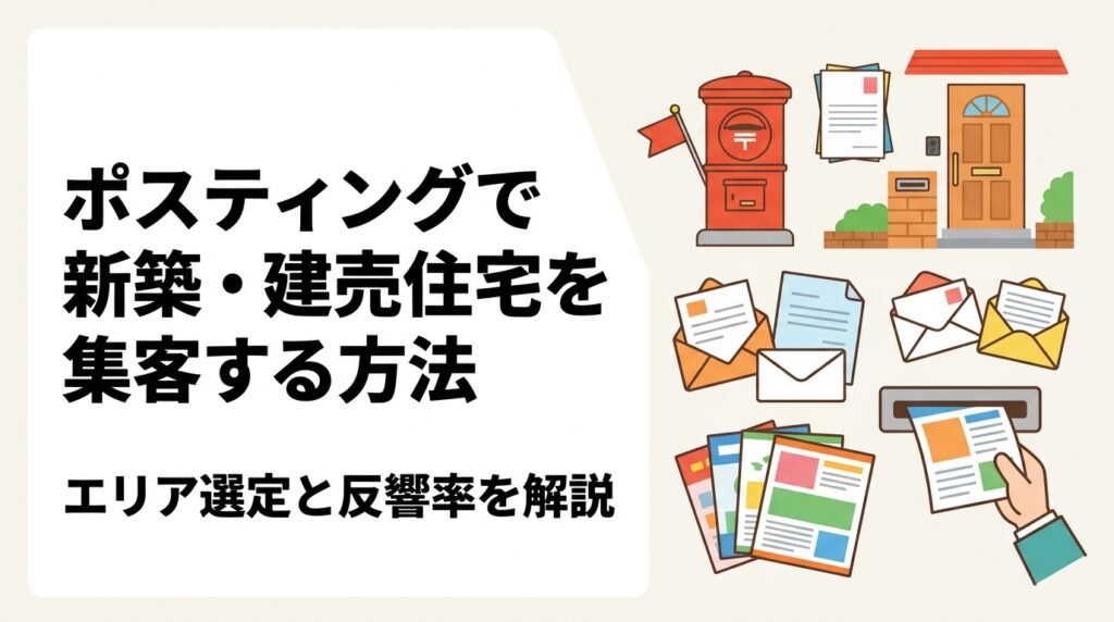 新築・建売住宅の販売促進にポスティングを活用する方法を実務的に解説。学区・商圏を軸にしたエリア選定のコツ、反響率の目安、配布方法の選び方まで不動産営業担当向けに詳しく紹介します。