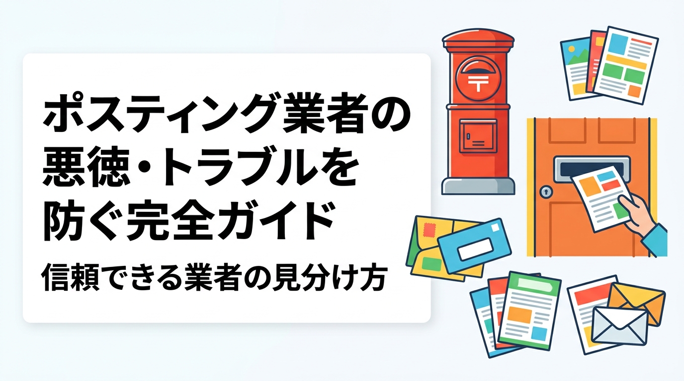 ポスティング業者選びで後悔しないために。GPS報告なし・追加料金・配布実態不明など悪徳業者の特徴と、信頼できる業者を見極めるチェックリストを実務目線で解説します。