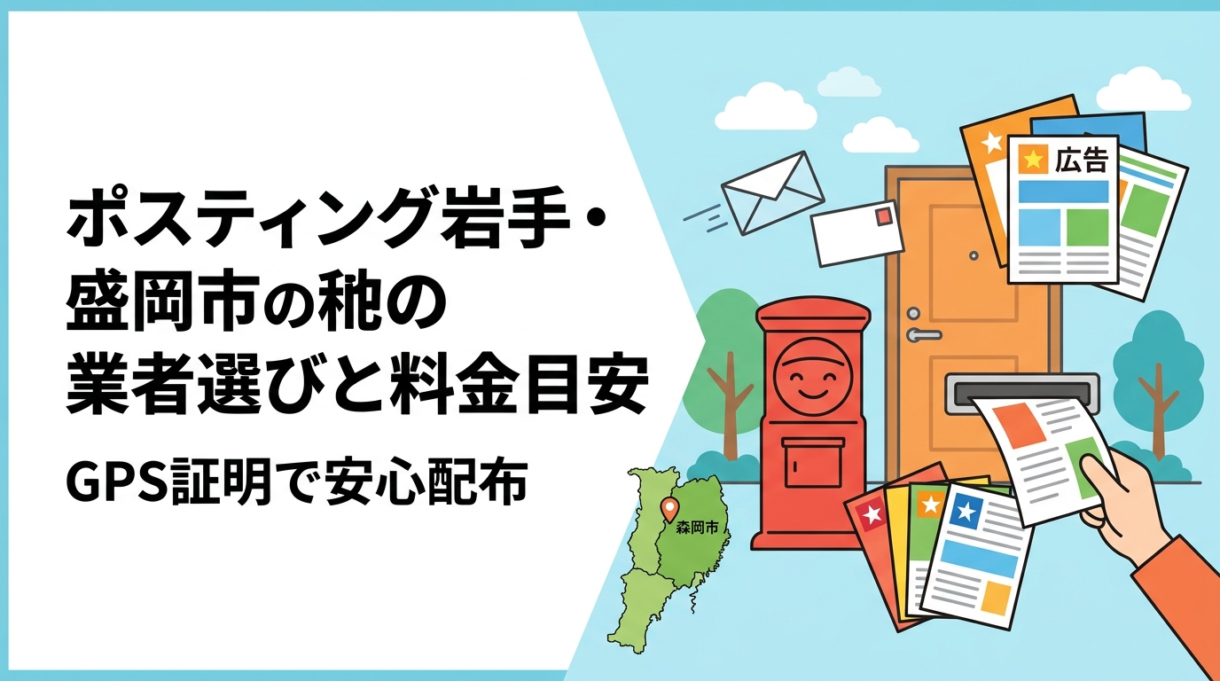 盛岡市・岩手県でポスティングを依頼したい事業者向けに、業者の選び方・料金の目安・配布方法の違いを実務的に解説。GPS報告対応の全国業者も紹介します。