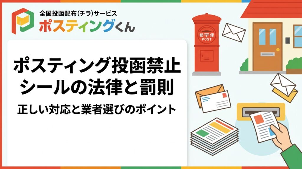 「チラシお断り」シールが貼られた物件への投函が引き起こす法的リスクを一般論として解説。不法侵入・迷惑防止条例などの論点と、信頼できる業者の見分け方をわかりやすく説明します。