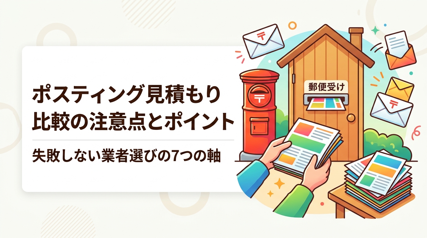 ポスティングの見積もり比較で失敗しないための注意点とポイントを実務的に解説。枚数・エリア・配布方法・追加費用・GPS報告など比較軸を整理し、納得のいく業者選びをサポートします。