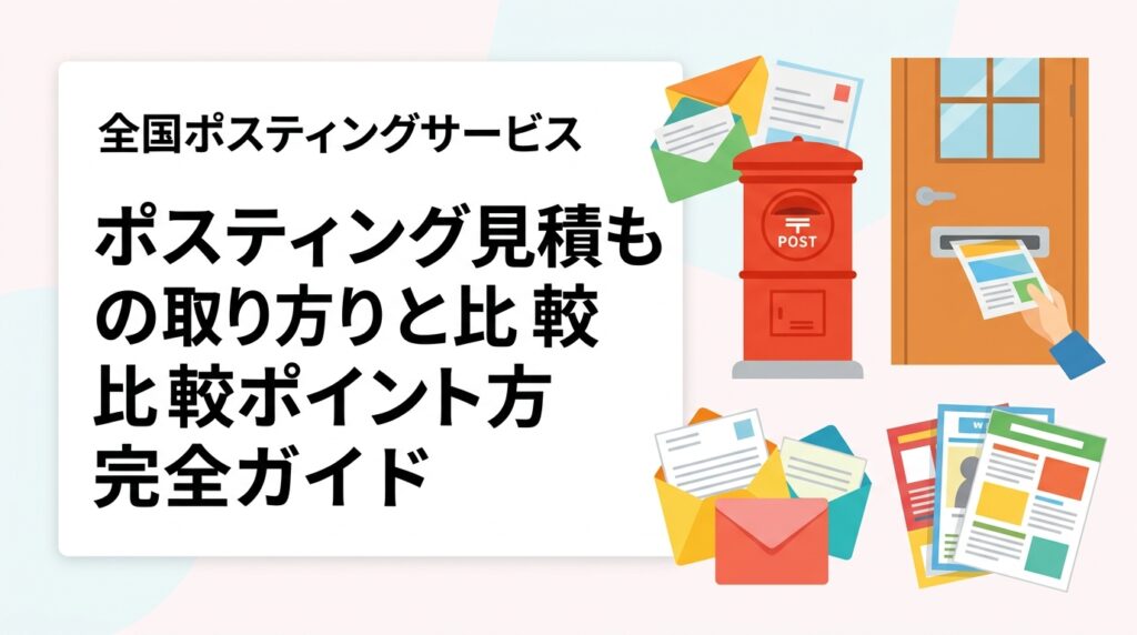 ポスティングの見積もりを複数業者から取る際に確認すべき項目を徹底解説。単価・最低枚数・追加費用・GPS報告・配布方法の選択肢など比較ポイントをわかりやすくまとめました。