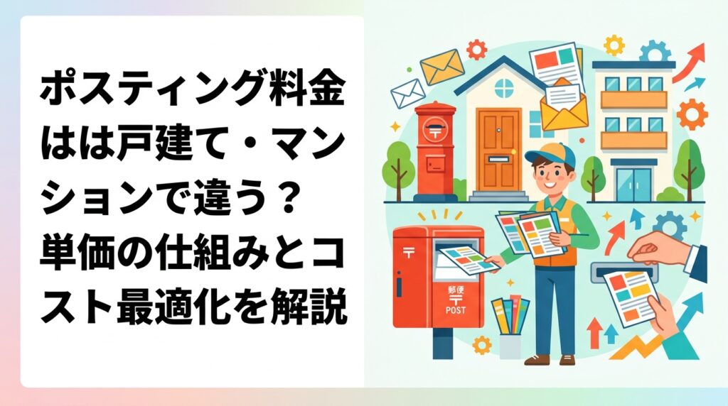 ポスティングの料金は戸建てと集合住宅で単価が異なります。なぜ差があるのか仕組みから解説し、配布方法の選択でコストを最適化する方法を実務的にご紹介します。
